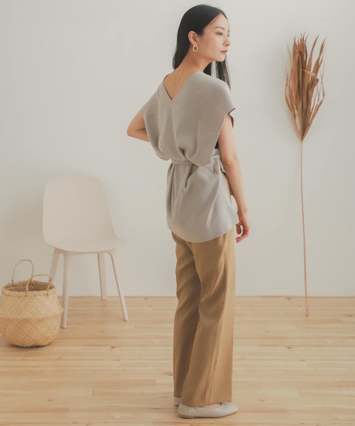 SENSE OF PLACE by URBAN RESEARCH（センスオブプレイスバイアーバンリサーチ）の「カルゼキックフレアパンツ（その他パンツ・レディース・ベージュ/パープル/ライトベージュ・ONE）」の9枚目の写真