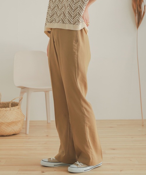 SENSE OF PLACE by URBAN RESEARCH（センスオブプレイスバイアーバンリサーチ）の「カルゼキックフレアパンツ（その他パンツ・レディース・ベージュ/パープル/ライトベージュ・ONE）」の8枚目の写真