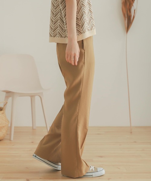 SENSE OF PLACE by URBAN RESEARCH（センスオブプレイスバイアーバンリサーチ）の「カルゼキックフレアパンツ（その他パンツ・レディース・ベージュ/パープル/ライトベージュ・ONE）」の5枚目の写真
