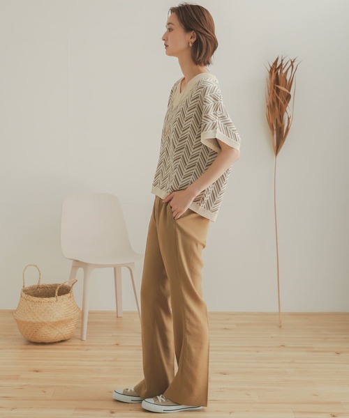 SENSE OF PLACE by URBAN RESEARCH（センスオブプレイスバイアーバンリサーチ）の「カルゼキックフレアパンツ（その他パンツ・レディース・ベージュ/パープル/ライトベージュ・ONE）」の21枚目の写真