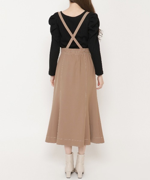 WILLSELECTION(ウィルセレクション)の「サスペンダー付き配色ステッチ2wayマーメイドスカート(スカート・レディース・ダークブラウン/ベージュ・SMALL/MEDIUM)」の12枚目の写真
