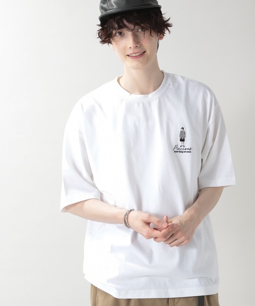 RAGEBLUE(レイジブルー)の「天竺コットン/ワンポイント刺繍Tシャツ/216640(Tシャツ/カットソー・メンズ・ホワイト/ブラック/パープル/キャメル・MEDIUM/LARGE)」の2枚目の写真