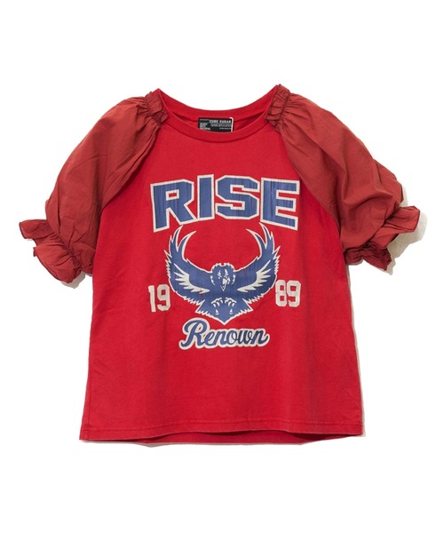 CUBE SUGAR（キューブシュガー）の「CUBE SUGAR/キューブシュガー　21/-OE天竺パウダー加工ボリューム布帛スリーブTシャツ（Tシャツ/カットソー・レディース・チャコールグレー/ホワイト/レッド・FREE）」の3枚目の写真