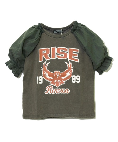 CUBE SUGAR（キューブシュガー）の「CUBE SUGAR/キューブシュガー　21/-OE天竺パウダー加工ボリューム布帛スリーブTシャツ（Tシャツ/カットソー・レディース・チャコールグレー/ホワイト/レッド・FREE）」の2枚目の写真