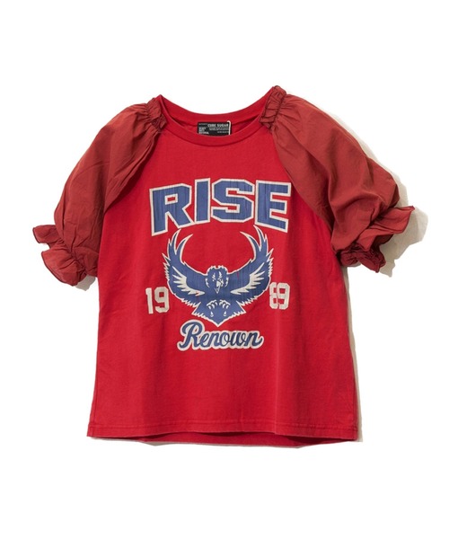 CUBE SUGAR（キューブシュガー）の「CUBE SUGAR/キューブシュガー　21/-OE天竺パウダー加工ボリューム布帛スリーブTシャツ（Tシャツ/カットソー・レディース・チャコールグレー/ホワイト/レッド・FREE）」の4枚目の写真