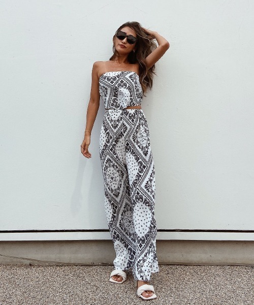 esutoreja（エストレジャ）の「プリーツペイズリーセットアップ（セットアップ・レディース・ホワイト/ブラック・FREE）」の8枚目の写真