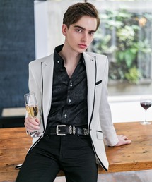 メンズのテーラードジャケット（ホワイト/白色系・チェック柄