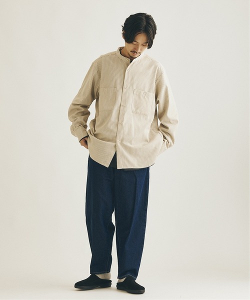 JOURNAL STANDARD(ジャーナルスタンダード)の「T/C ストライプ バンドカラーシャツ(シャツ/ブラウス・メンズ・ブラック/ベージュ/グリーン/ナチュラル・SMALL/MEDIUM/LARGE)」の13枚目の写真