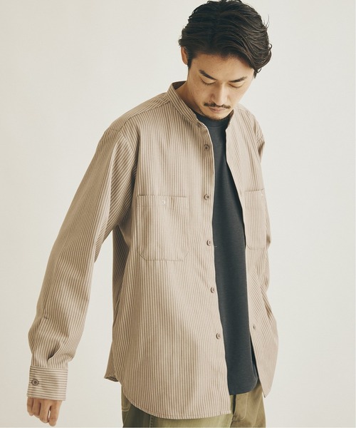 JOURNAL STANDARD(ジャーナルスタンダード)の「T/C ストライプ バンドカラーシャツ(シャツ/ブラウス・メンズ・ブラック/ベージュ/グリーン/ナチュラル・SMALL/MEDIUM/LARGE)」の18枚目の写真