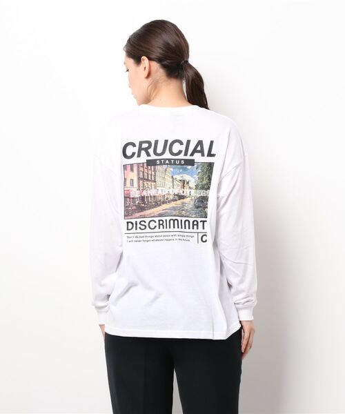 GGD(ジージーディー)の「ビッグシルエットリブ付きロングTシャツ 袖プリント 刺繍 バックプリント フォト風ラバープリント(Tシャツ/カットソー・レディース・ホワイト系その他/ホワイト/ブルー系その他/ブラウン系その他/ブラック系その他2/ブルー/グレー/ブラック/ピンク/ブラック系その他/ブラウン/ホワイト系その他2/ブルー系その他2・L/LL/M)」の21枚目の写真