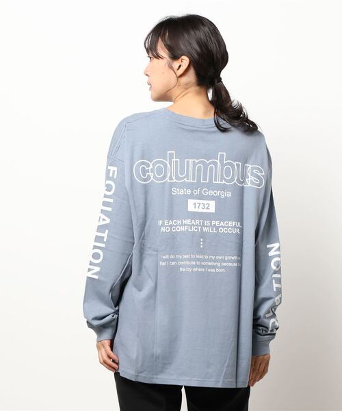 GGD(ジージーディー)の「ビッグシルエットリブ付きロングTシャツ 袖プリント 刺繍 バックプリント フォト風ラバープリント(Tシャツ/カットソー・レディース・ホワイト系その他/ホワイト/ブルー系その他/ブラウン系その他/ブラック系その他2/ブルー/グレー/ブラック/ピンク/ブラック系その他/ブラウン/ホワイト系その他2/ブルー系その他2・L/LL/M)」の15枚目の写真