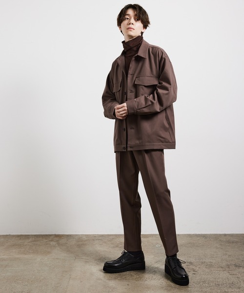 JUNRED（ジュンレッド）の「ファイヤーストレッチイージースリムパンツ（スラックス・メンズ・オフホワイト/ブラック/ブラウン系その他2/ダークグリーン・S/M/L/LL）」の6枚目の写真