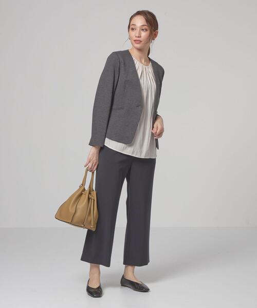 closet story（クローゼットストーリー）の「＜closet story＞ポンチ カラーレス ジャケット -ウォッシャブル-（ノーカラージャケット・レディース・ブラック/ダークグレー・S/M/L）」の8枚目の写真