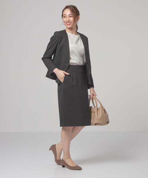 closet story（クローゼットストーリー）の「＜closet story＞ポンチ カラーレス ジャケット -ウォッシャブル-（ノーカラージャケット・レディース・ブラック/ダークグレー・S/M/L）」の10枚目の写真