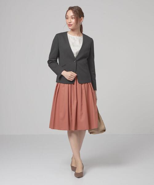 closet story（クローゼットストーリー）の「＜closet story＞ポンチ カラーレス ジャケット -ウォッシャブル-（ノーカラージャケット・レディース・ブラック/ダークグレー・S/M/L）」の12枚目の写真