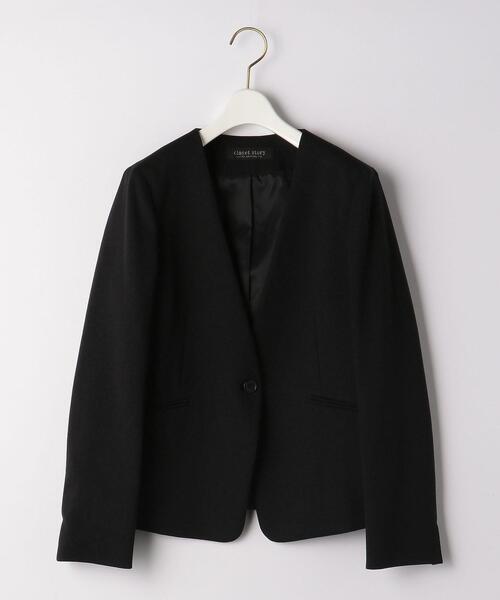 closet story（クローゼットストーリー）の「＜closet story＞ポンチ カラーレス ジャケット -ウォッシャブル-（ノーカラージャケット・レディース・ブラック/ダークグレー・S/M/L）」の20枚目の写真