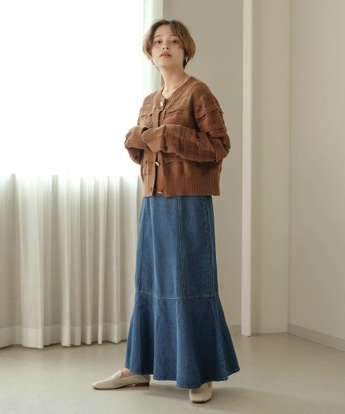 Bab（バブ）の「【WEB限定】フリルニットカーディガン（ニット/セーター・レディース・ブラウン/オフホワイト・FREE）」の14枚目の写真