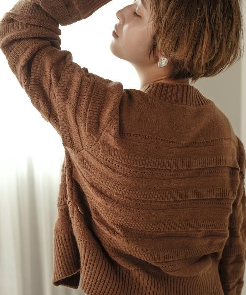 Bab（バブ）の「【WEB限定】フリルニットカーディガン（ニット/セーター・レディース・ブラウン/オフホワイト・FREE）」の12枚目の写真