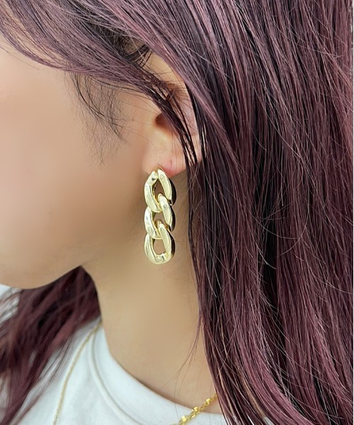 apres jour mignon(アプレジュールミニョン)の「【apresjour mignon×ARIAZ】チェーンピアス(ピアス(両耳用)・レディース・シルバー/ゴールド・ONESIZE)」の2枚目の写真