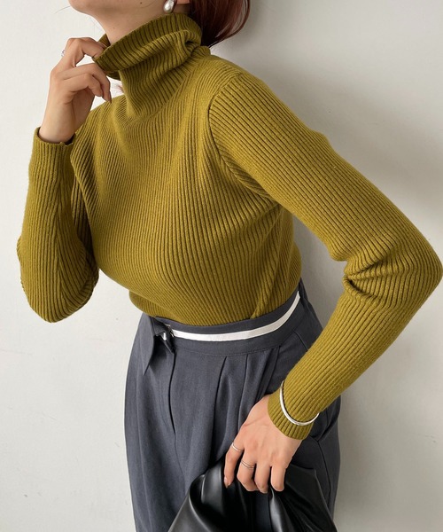 210nouve（トゥージュヌーブ）の「タートルネックリブニット（ニット/セーター・レディース・ホワイト/ブラック/ブラウン/パープル/カーキ/ベージュ・FREE）」の15枚目の写真