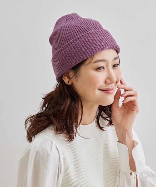 ROPE' PICNIC(ロペピクニック)の「リサイクルショートニットワッチ(ニットキャップ/ビーニー・レディース・ブラック/キナリ/グリーン/ダークパープル・FREE)」の1枚目の写真