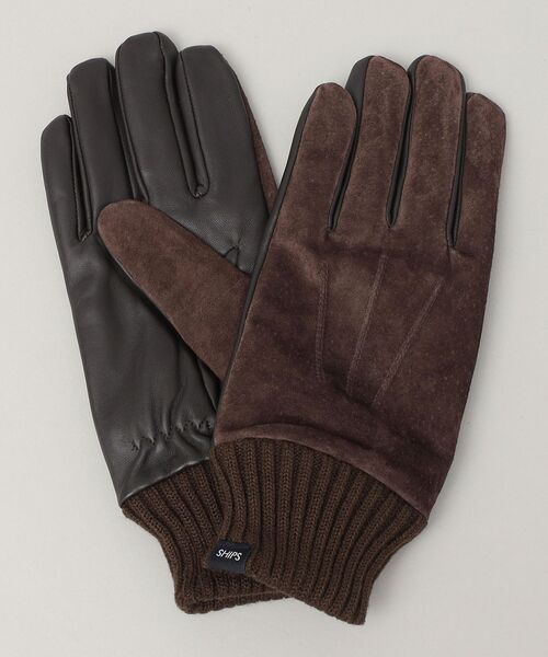 SHIPS（シップス）の「SHIPS: スエードレザー リブ グローブ（手袋・メンズ・ブラック/ブラウン・ONE SIZE）」の5枚目の写真