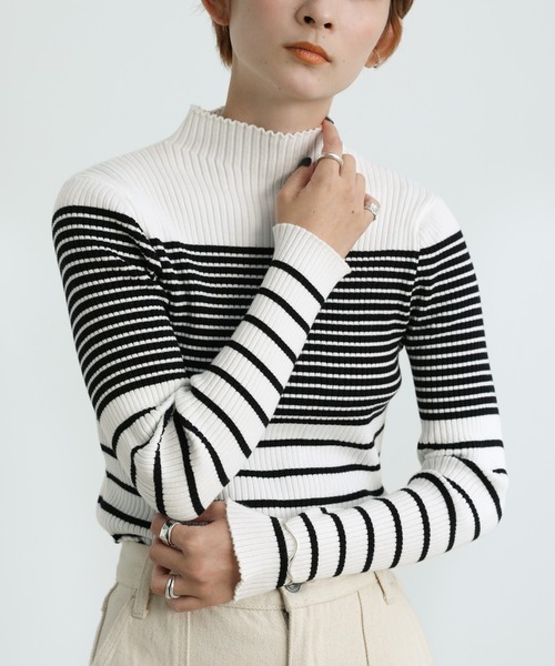 2021 AW プチハイネックランダムボーダーニット（ニット/セーター