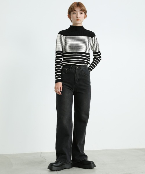 select MOCA(セレクトモカ)の「2021 AW プチハイネックランダムボーダーニット(ニット/セーター・レディース・ホワイト/ブラック/ライトベージュ・FREE)」の21枚目の写真