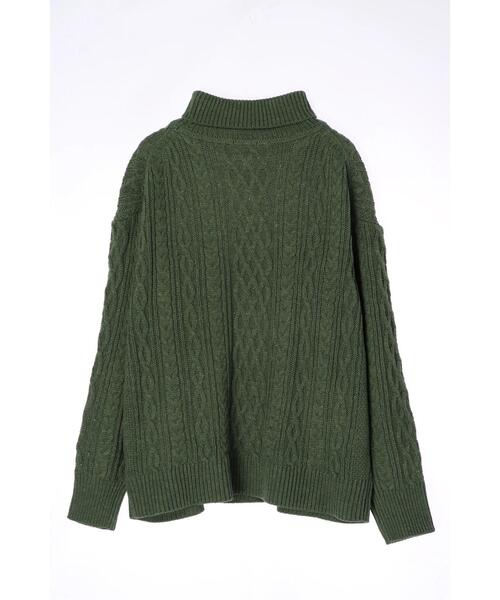 koe（コエ）の「リサイクルポリエステル タートルネックケーブルニット＊（ニット/セーター・レディース・アイボリー/レッド/グリーン/ブルー/ライトグレー/チャコールグレー・S/M/L）」の11枚目の写真