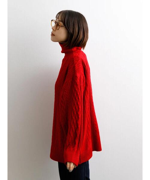 koe（コエ）の「リサイクルポリエステル タートルネックケーブルニット＊（ニット/セーター・レディース・アイボリー/レッド/グリーン/ブルー/ライトグレー/チャコールグレー・S/M/L）」の18枚目の写真
