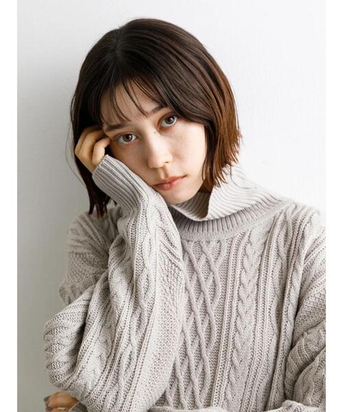 koe（コエ）の「リサイクルポリエステル タートルネックケーブルニット＊（ニット/セーター・レディース・アイボリー/レッド/グリーン/ブルー/ライトグレー/チャコールグレー・S/M/L）」の21枚目の写真