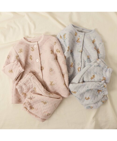 apres les cours（アプレレクール）の「くまモチーフ柄前開きキルトパジャマ（ルームウェア/パジャマ・キッズ・サックスブルー/ピンク・110/80/100/120/90/130）」の17枚目の写真