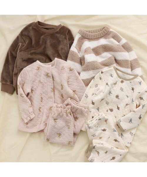 apres les cours（アプレレクール）の「くまモチーフ柄前開きキルトパジャマ（ルームウェア/パジャマ・キッズ・サックスブルー/ピンク・110/80/100/120/90/130）」の15枚目の写真