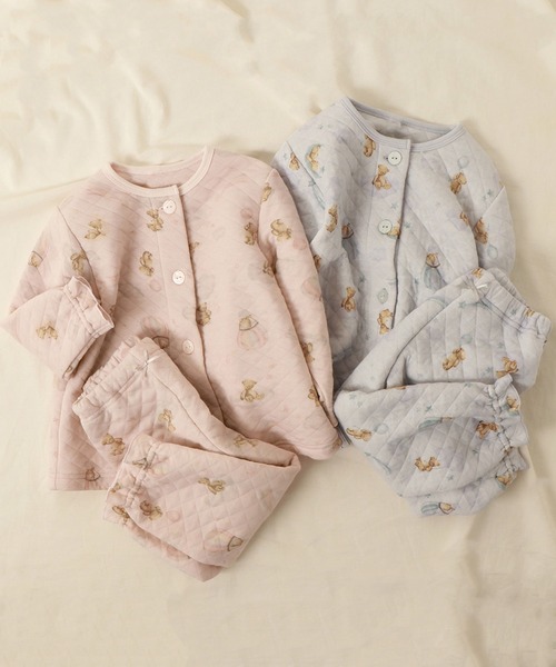 apres les cours（アプレレクール）の「くまモチーフ柄前開きキルトパジャマ（ルームウェア/パジャマ・キッズ・サックスブルー/ピンク・110/80/100/120/90/130）」の19枚目の写真