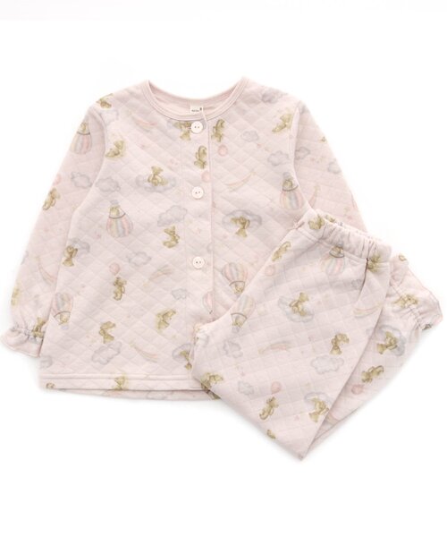 apres les cours（アプレレクール）の「くまモチーフ柄前開きキルトパジャマ（ルームウェア/パジャマ・キッズ・サックスブルー/ピンク・110/80/100/120/90/130）」の22枚目の写真