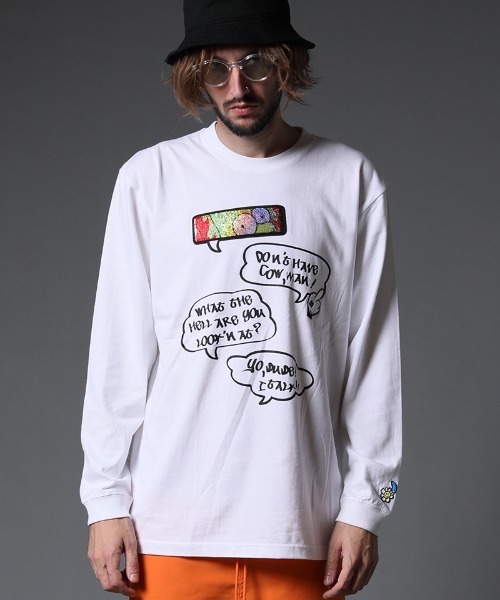 STUD MUFFIN(スタッドマフィン)の「mlt3640-5.6ozコットン天竺 SPEACH BUBBLESシークイン LS Tシャツ(Tシャツ/カットソー・メンズ・ホワイト/ブラック・2/3/4)」の3枚目の写真
