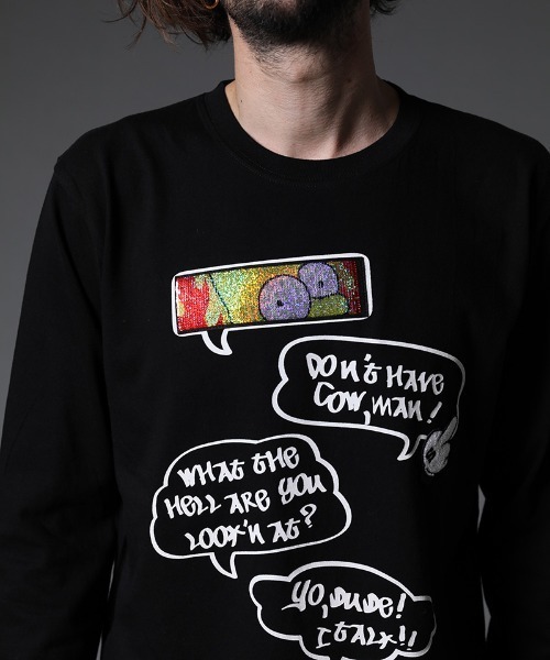STUD MUFFIN(スタッドマフィン)の「mlt3640-5.6ozコットン天竺 SPEACH BUBBLESシークイン LS Tシャツ(Tシャツ/カットソー・メンズ・ホワイト/ブラック・2/3/4)」の15枚目の写真