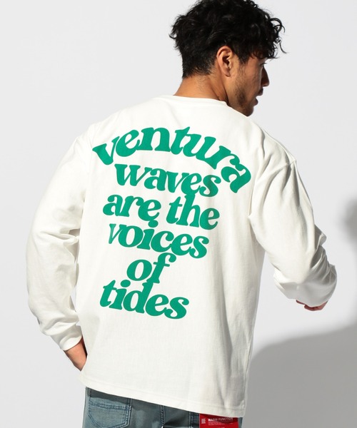 BAYFLOW(ベイフロー)の「レタープリントL/S TEE 2(Tシャツ/カットソー・メンズ・ホワイト/ネイビー/ベージュ・SMALL/MEDIUM/LARGE)」の1枚目の写真