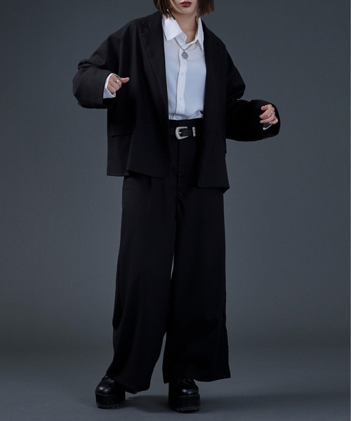 Ellno Loset(エルノロゼット)の「ハイウエストワイドフレアパンツ/セットアップ対応(その他パンツ・メンズ・ブラック/ダークグリーン・MEDIUM/LARGE)」の13枚目の写真