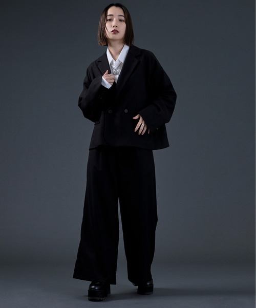 Ellno Loset(エルノロゼット)の「ハイウエストワイドフレアパンツ/セットアップ対応(その他パンツ・メンズ・ブラック/ダークグリーン・MEDIUM/LARGE)」の15枚目の写真