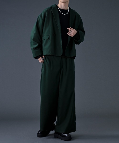 Ellno Loset(エルノロゼット)の「ハイウエストワイドフレアパンツ/セットアップ対応(その他パンツ・メンズ・ブラック/ダークグリーン・MEDIUM/LARGE)」の17枚目の写真