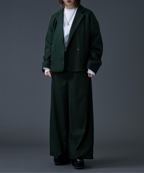 Ellno Loset(エルノロゼット)の「ハイウエストワイドフレアパンツ/セットアップ対応(その他パンツ・メンズ・ブラック/ダークグリーン・MEDIUM/LARGE)」の10枚目の写真