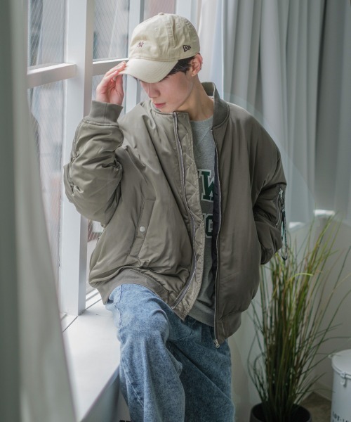 SIDEWAY STANCE（サイドウェイスタンス）の「【SIDEWAY STANCE】ビッグシルエット MA-1 ミリタリー ジャケット（MA-1・メンズ・カーキ/ブラック・LARGE/MEDIUM）」の20枚目の写真