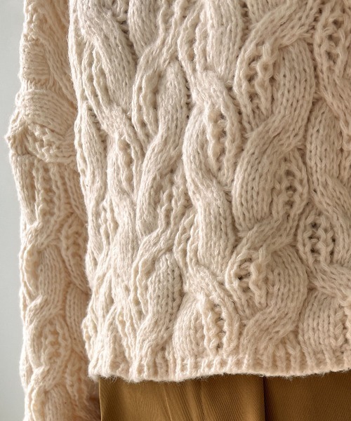 Bab（バブ）の「ルーズニットトップス（ニット/セーター・レディース・チャコールグレー/レッド/オフホワイト・M）」の13枚目の写真