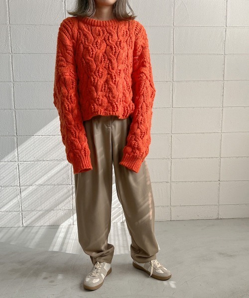 Bab（バブ）の「ルーズニットトップス（ニット/セーター・レディース・チャコールグレー/レッド/オフホワイト・M）」の16枚目の写真