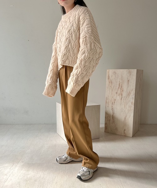 Bab（バブ）の「ルーズニットトップス（ニット/セーター・レディース・チャコールグレー/レッド/オフホワイト・M）」の17枚目の写真