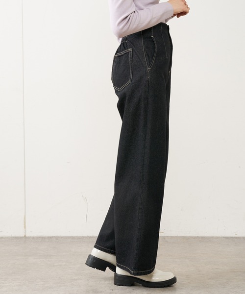 OLIVE des OLIVE（オリーブデオリーブ）の「スタイルアップデニムワイドパンツ（デニムパンツ・レディース・ブラック/サックスブルー/ワンウォッシュ/ラベンダー・FREE）」の9枚目の写真