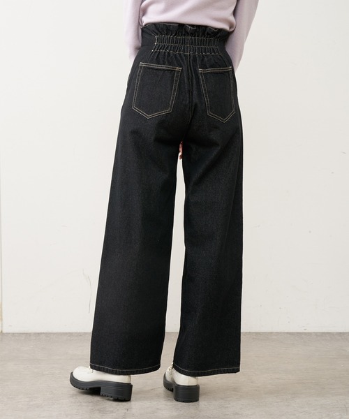 OLIVE des OLIVE（オリーブデオリーブ）の「スタイルアップデニムワイドパンツ（デニムパンツ・レディース・ブラック/サックスブルー/ワンウォッシュ/ラベンダー・FREE）」の10枚目の写真