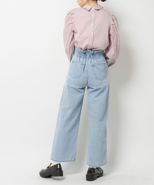 OLIVE des OLIVE（オリーブデオリーブ）の「スタイルアップデニムワイドパンツ（デニムパンツ・レディース・ブラック/サックスブルー/ワンウォッシュ/ラベンダー・FREE）」の14枚目の写真