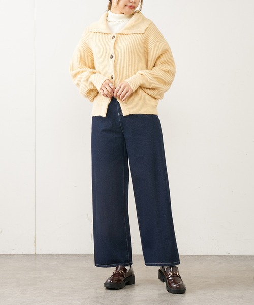 OLIVE des OLIVE（オリーブデオリーブ）の「スタイルアップデニムワイドパンツ（デニムパンツ・レディース・ブラック/サックスブルー/ワンウォッシュ/ラベンダー・FREE）」の19枚目の写真